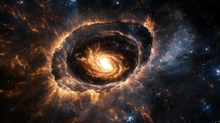 Obraz premium Stunning Cosmic Galaxy Center with Spiraling Stars and Twinkling Nebulas Captured in Deep Space, Illustrating Vastness of the Universe and Astronomical Wonder