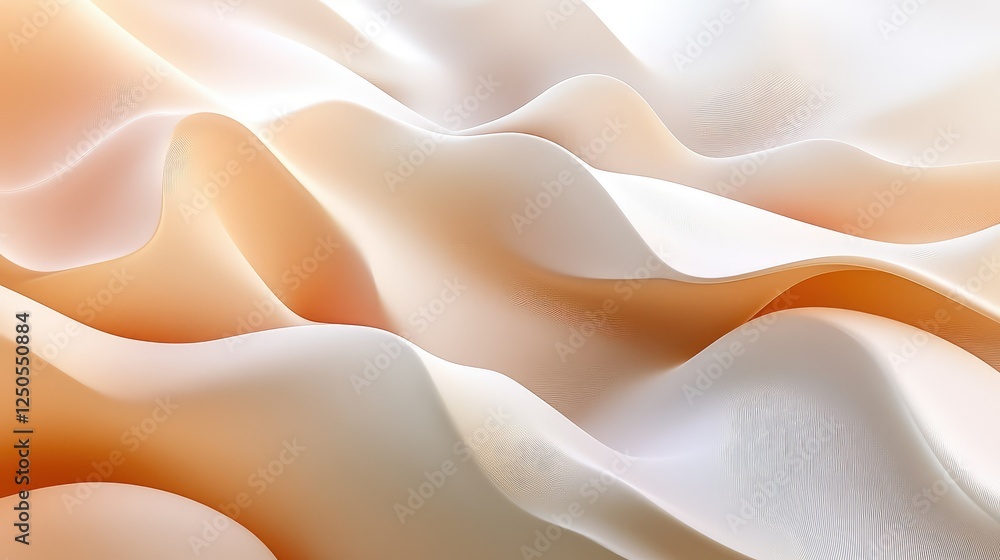 Poster abstract flowing waves of soft coral and cream colors creating a serene and calming background ideal