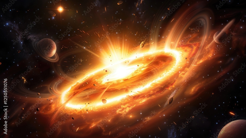 Poster galactic explosion event outer space digital art cosmic environment dramatic viewpoint universe conc