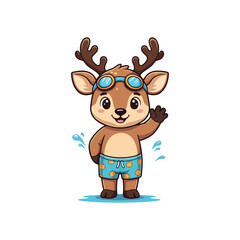 Cute Deer Cartoon Vector Icon Illustration Animal Education Isolated Flat VECTOR