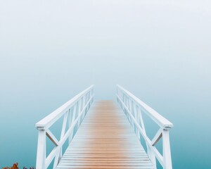 Minimalist Industrial Walkway Metal Bridge Extending into Mist - Engineering Marvel and Safety Innovation in Modern Infrastructure Design