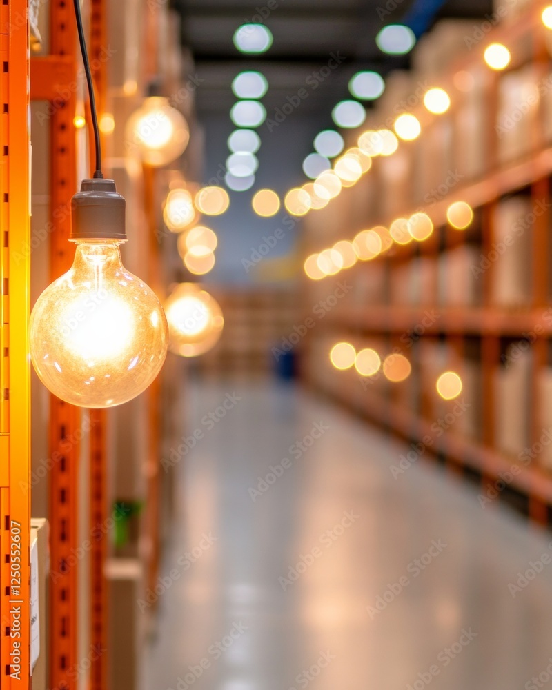 Aufkleber modern industrial aesthetic illuminated warehouse with efficient shelving and inventory systems - st