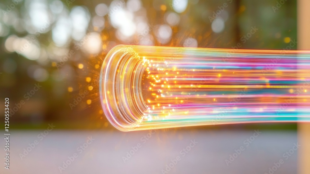 Aufkleber Colorful Fiber Optic Display Vibrant Light Stream in Modern Space - Tech Innovation and Digital Communication Content for Advanced Business Solutions