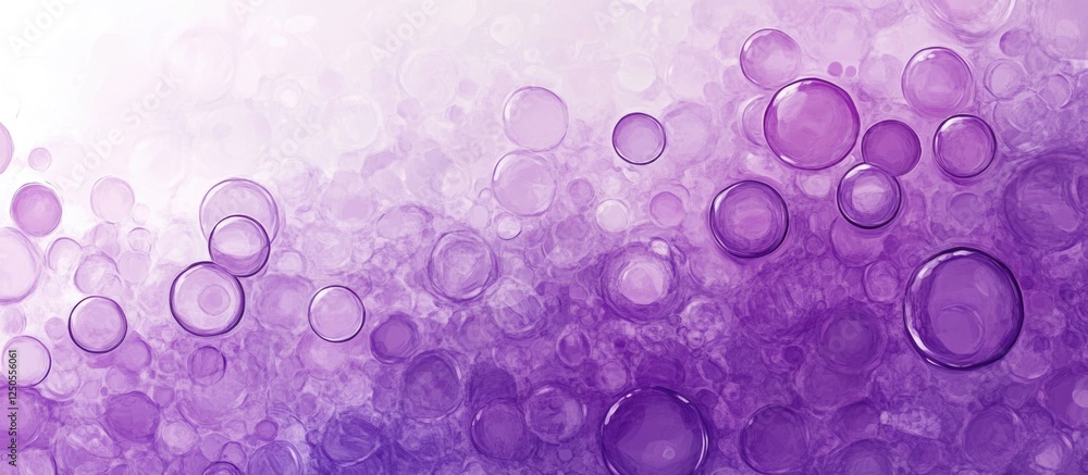 Poster vibrant purple bubbles creating an intricate pattern with ample space for text or logo in a visually
