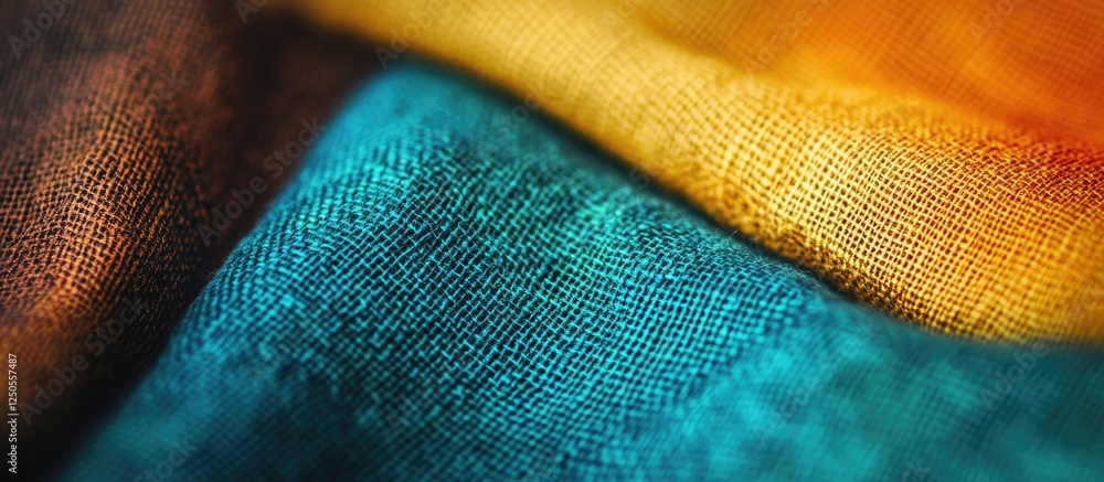 Poster vibrant linen textile macro background showcasing rich colors with ample space for text and design e