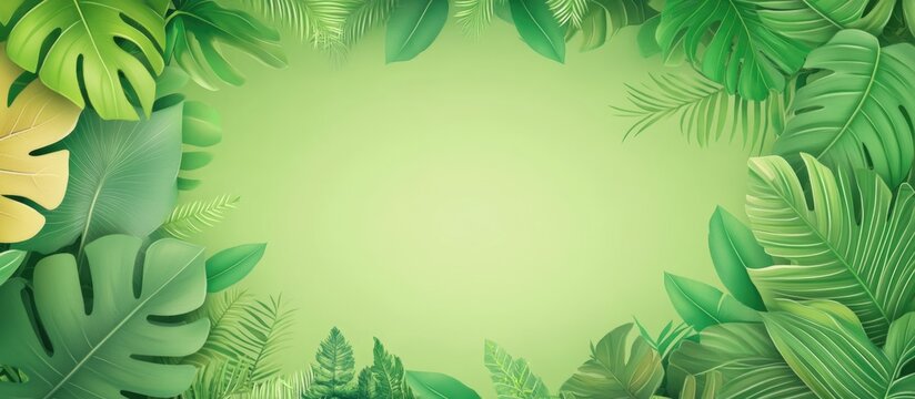 Tropical foliage background featuring lush green leaves with a blank space ideal for text overlay or design elements