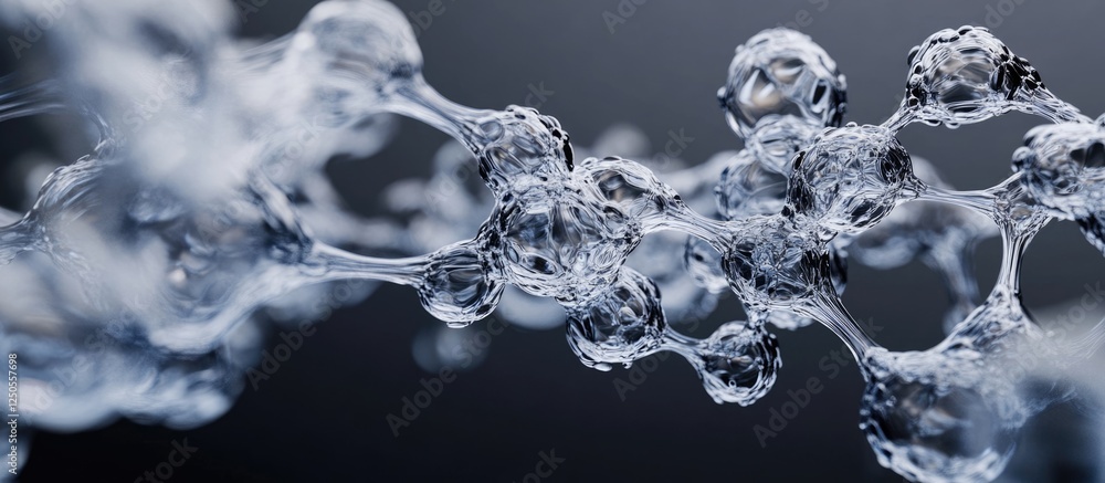 Poster liquid hydrogen abstract visualization of silvery threads interacting in space with focus on liquid 