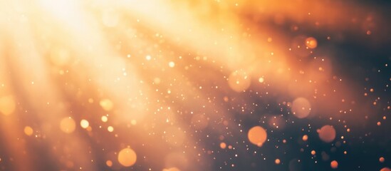 Golden light rays and bokeh effect creating a dreamy background with soft illumination and ample space for text placement.