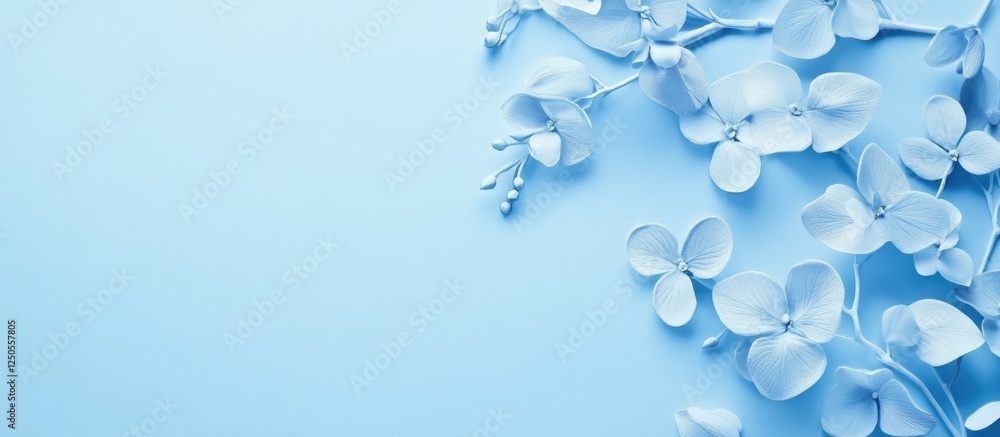 Poster elegant light blue floral background with empty text space for customization and design applications