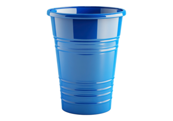 Blue plastic disposable glass.