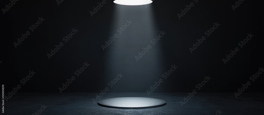 Poster led lightbulb casting bright light in dark room with blank space for text or graphics use