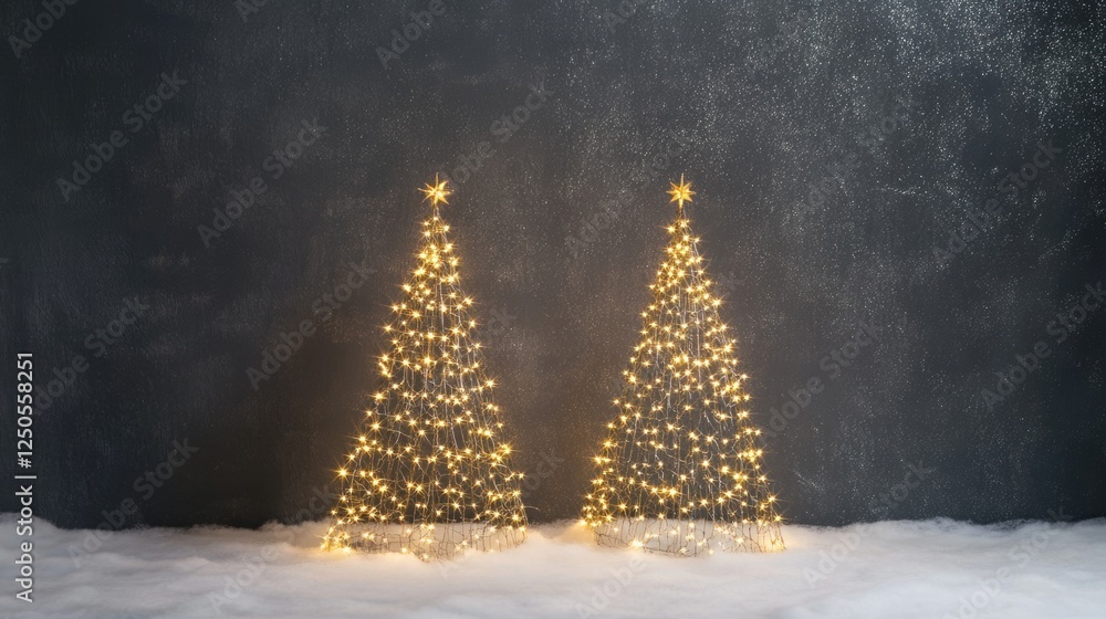 Poster glowing led christmas tree lights with sparkles on a gray background creating a festive atmosphere w