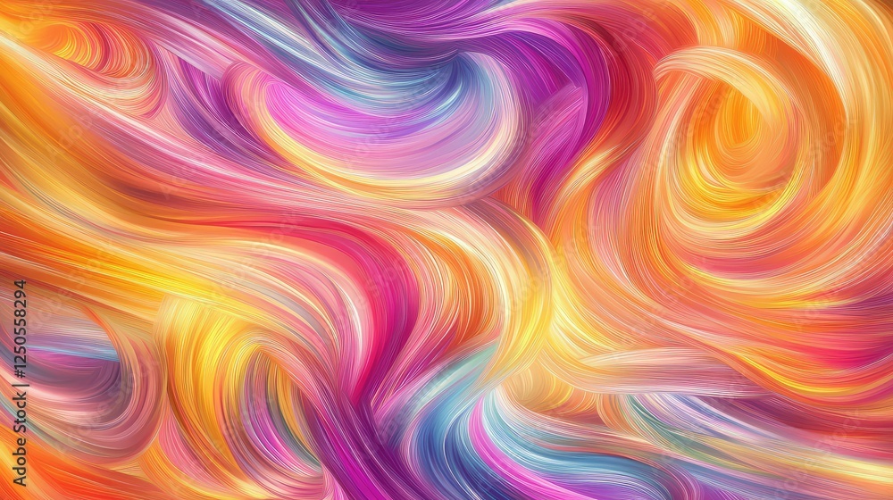 Poster vibrant swirls of colorful abstract patterns, flowing in dynamic motion creating a mesmerizing visua