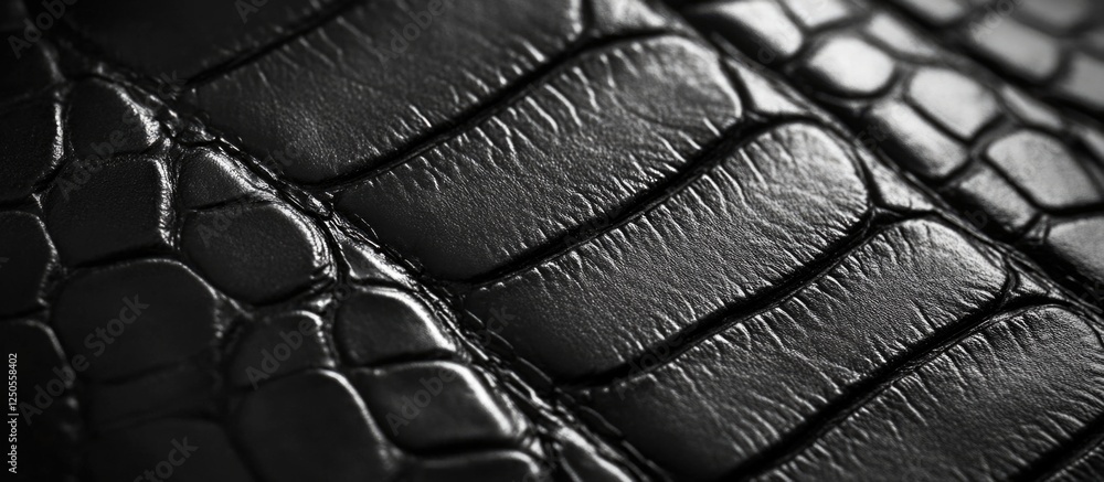 Poster black artificial leather texture close-up showcasing intricate macro details of a rough skin-like pa