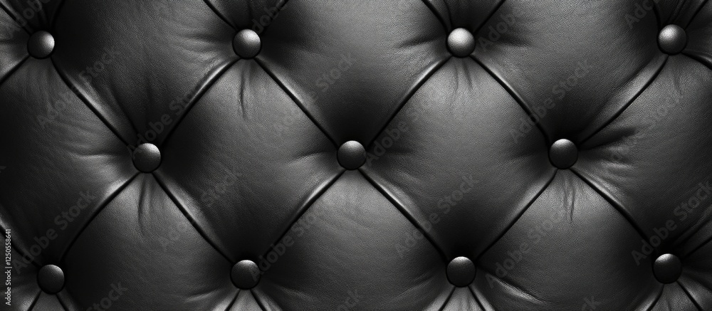 Aufkleber black and white textured leather background with button tufting creating a luxurious and classic aes