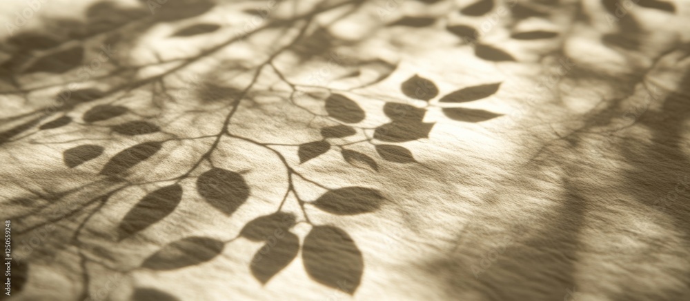 Poster subtle leaf shadows cast on textured paper creating an ethereal and calming atmosphere in natural li