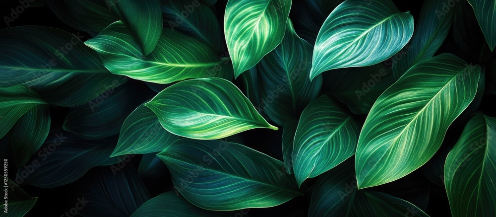 Aufkleber lush green leaf texture background with varied shades and intricate patterns for design and nature-t