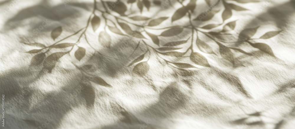 Aufkleber delicate leaf shadows cast on textured fabric creating a serene and artistic atmosphere.