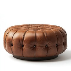 Obraz premium Brown Leather Tufted Round Ottoman home 