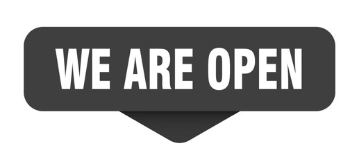 we are open sticker. we are open sign on transparent background