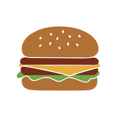 tasty burger fast food icon set flat design illustrations