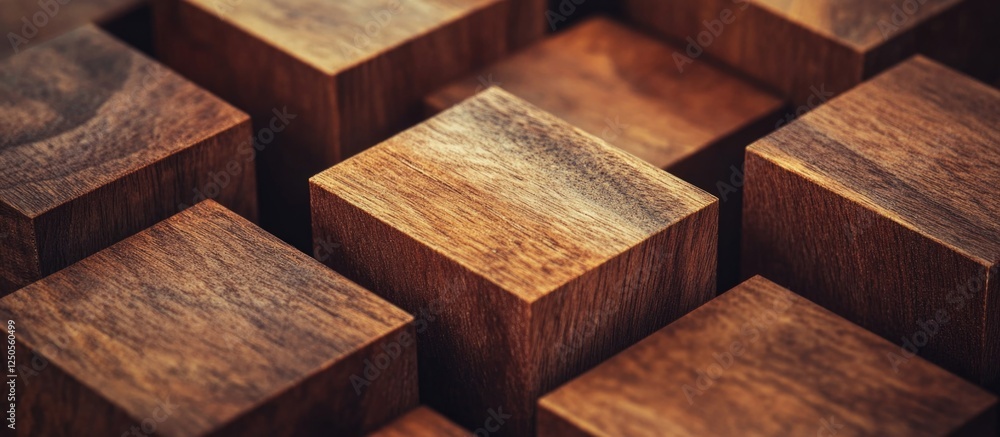 Poster brown wooden blocks arranged in layers showcasing texture and patterns ideal for backgrounds and des