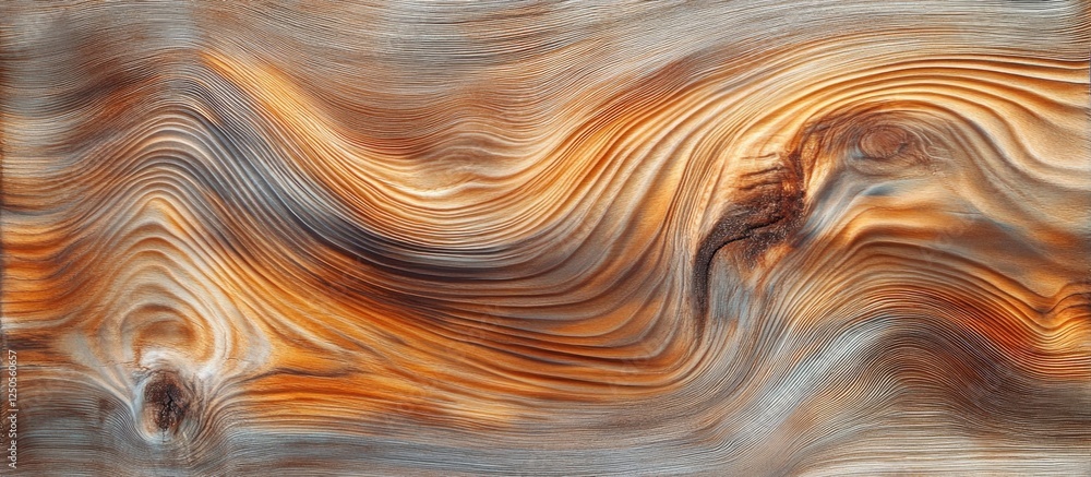 Poster textured vintage planked wood surface with warm orange and brown tones creating an abstract wavy pat