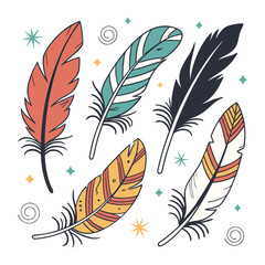 Obraz premium Feathers Set of Bird Silhouette illustration