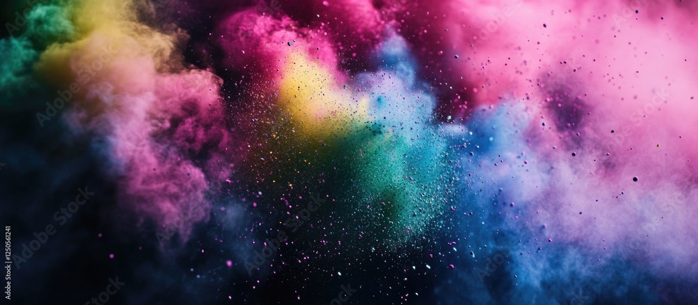 Aufkleber vibrant colorful powder explosion against a black background creating a dynamic and energetic atmosp
