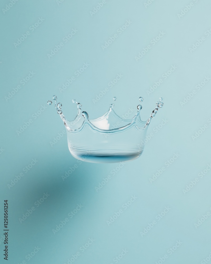 Poster modern liquid dynamics art single water droplet impact on smooth surface - commercial visualization 