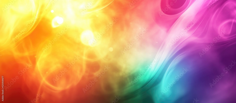 Poster Vibrant abstract background with colorful blurred laser beams and swirling patterns creating a dynamic and energetic visual effect.
