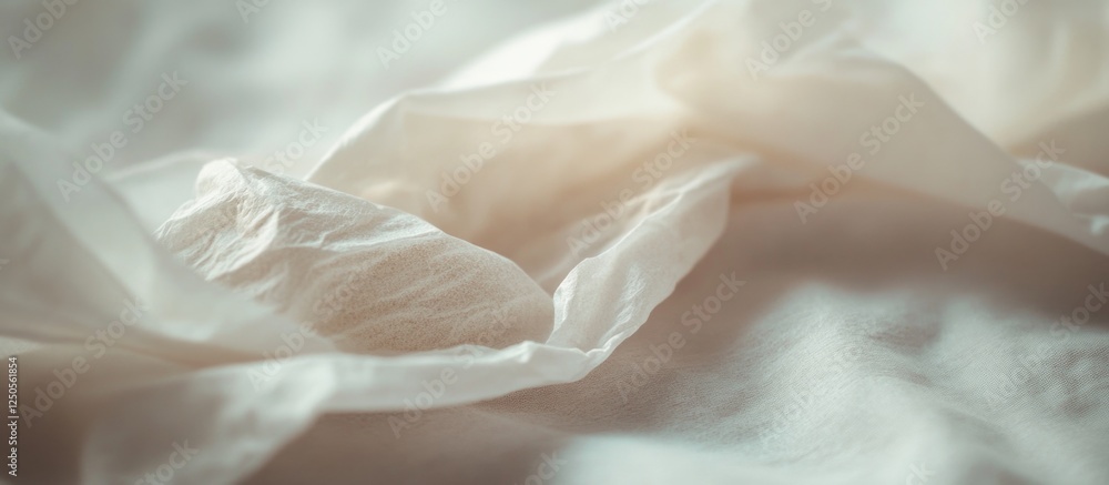 Poster soft crumpled tissue paper background with subtle light highlights creating a delicate and calming a
