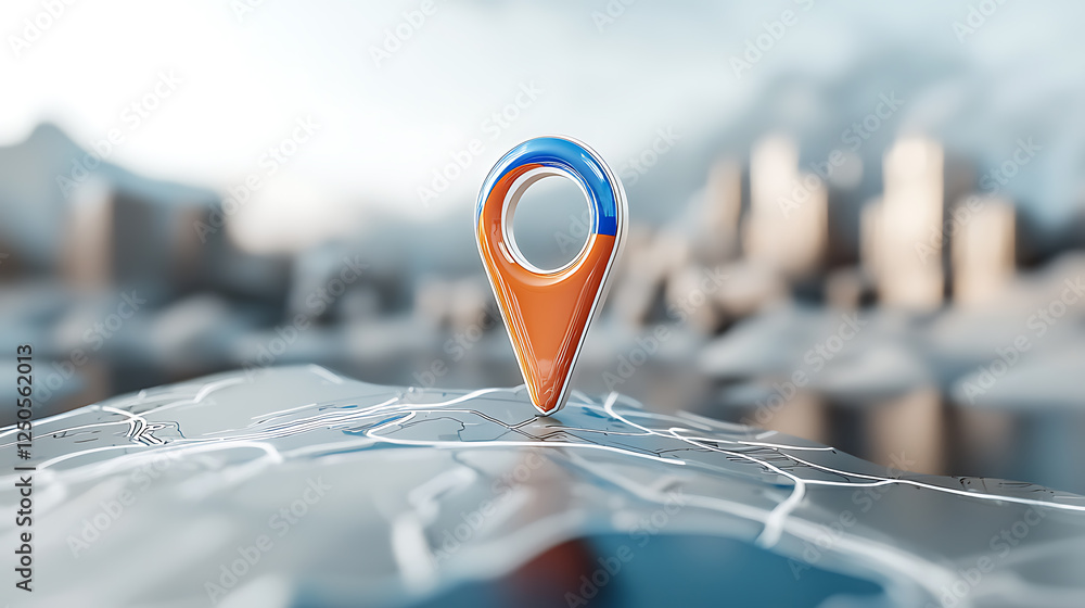 Poster navigating digital landscapes location markers virtual map interface urban environment aerial view t