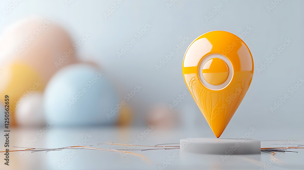 Poster interactive location marker modern design 3d render minimalist environment close-up view navigation 