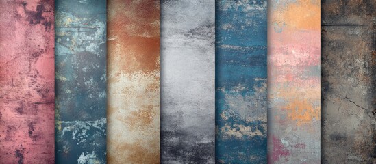 Grunge textured backgrounds with ample space for text or images in various colors and styles for creative design applications