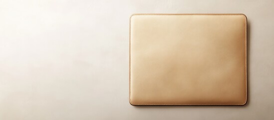 Beige leather laptop sleeve bag for tablet computer displayed on a clean white background highlighting its sleek design and quality craftsmanship
