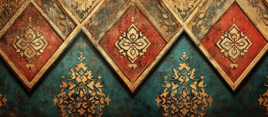 Lanna art pattern showcasing traditional Thai design elements with vibrant colors and intricate details typical of Northern Thailand culture