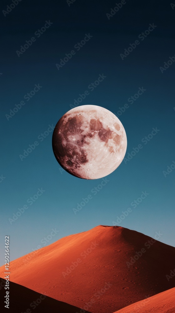 Poster contemporary mars visualization - rocky terrain with lunar overlap extraterrestrial landscape for sp