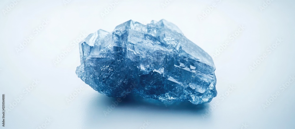 Poster celestite crystal with translucent blue hues and calming aesthetic featuring empty copy space for te