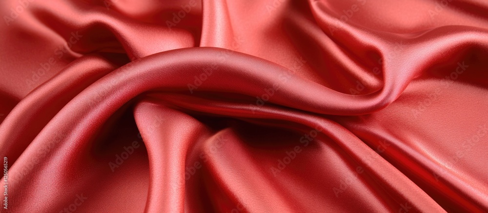 Poster elegant red satin fabric draping in smooth waves creating a luxurious abstract background for design