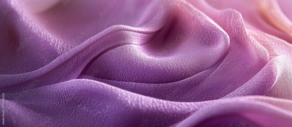 Poster macro close-up of elegant purple fabric texture showcasing soft curves and smooth drapes for textile