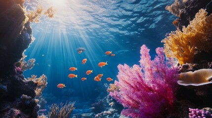 Naklejka premium Explore underwater ecosystems oceans documentary marine environment immersive perspective capturing thriving beauty