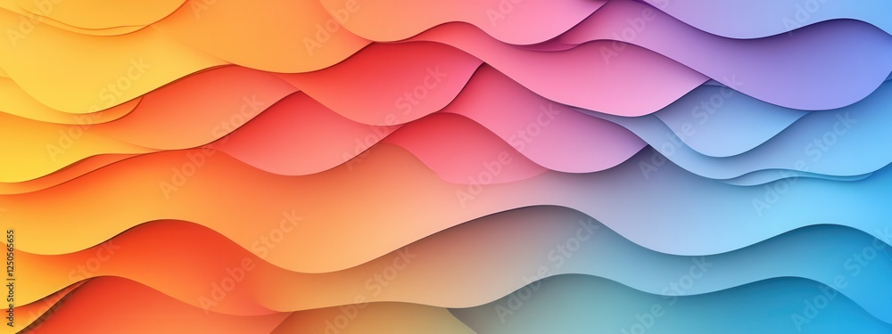 Poster soothing abstract color gradients, a flat illustration pattern featuring harmonious hues blending se