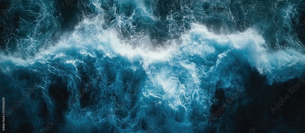 Poster dynamic ocean waves creating a dramatic background with ample negative space for text and design ele