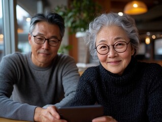 Empowering Senior Korean Women Bright Community Space with Tablet Tech - Enhancing Digital Skills and Social Connection in Modern Seoul