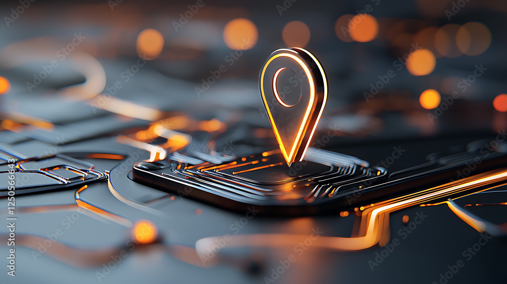 Poster exploring location technology innovations digital maps 3d graphics virtual environment close-up view