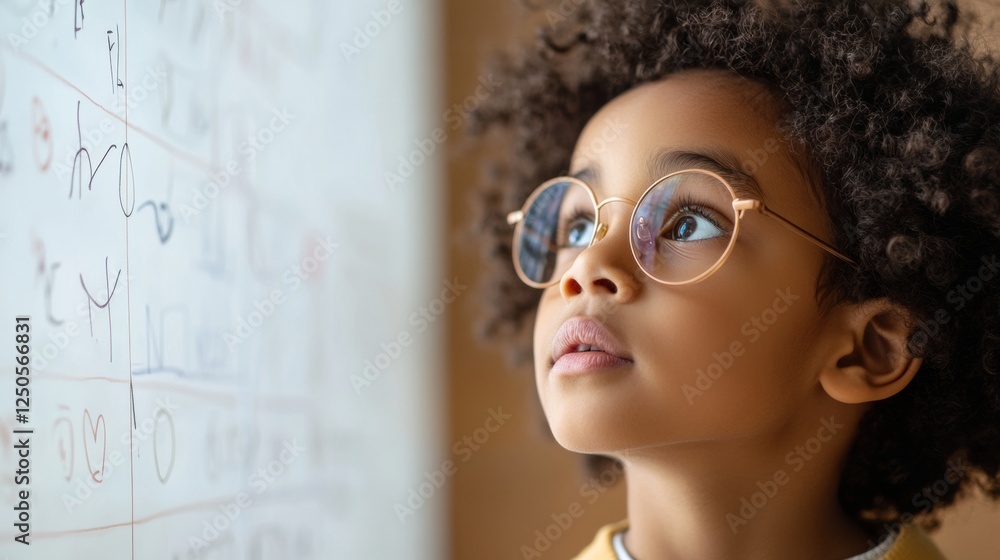 Poster immersive stem education diverse students in dynamic math challenge on whiteboard - modern learning 