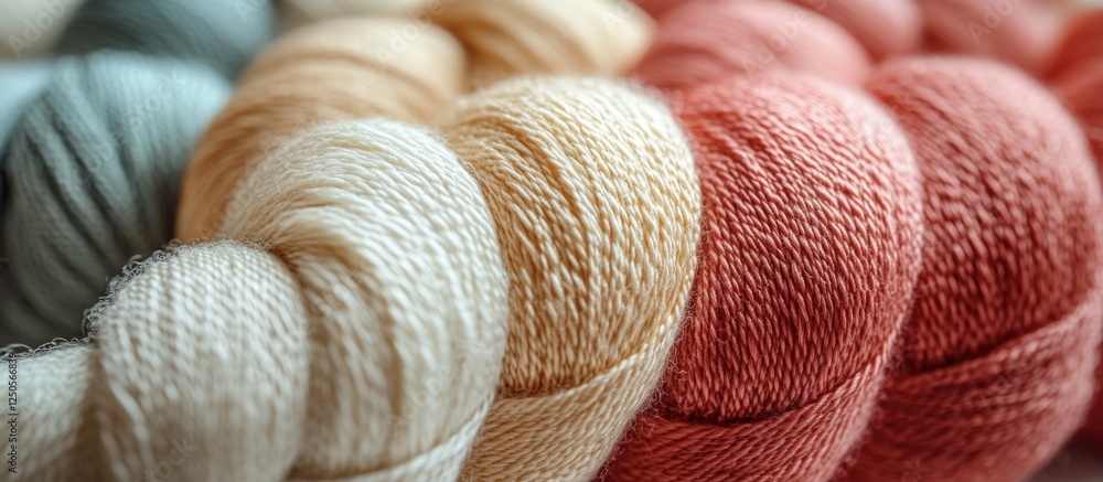 Poster interwoven threads in red, white, and yellow hues creating a vibrant textile texture and depth for c