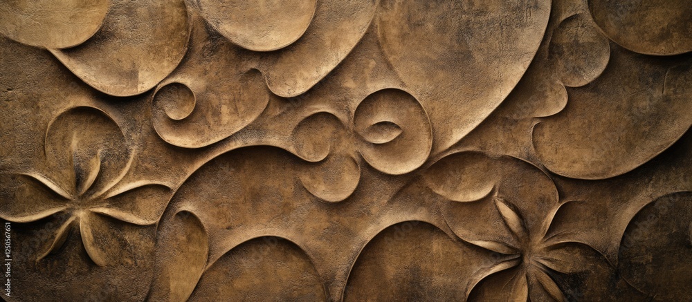 Poster textured matte wall with intricate relief patterns showcasing a rustic design and warm earthy tones 