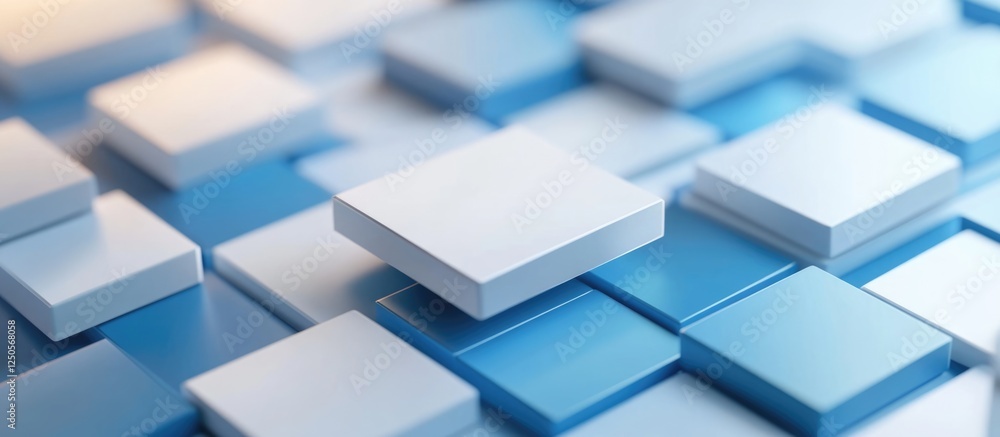 Poster machine learning and data science background with abstract blue and white geometric shapes for text 
